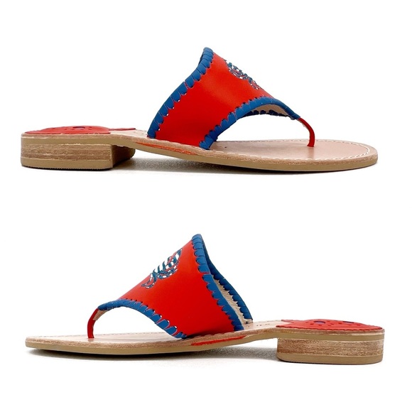 Jack Rogers Crab Embroidered Sandals Striped Crab Size 8 - Picture 2 of 8